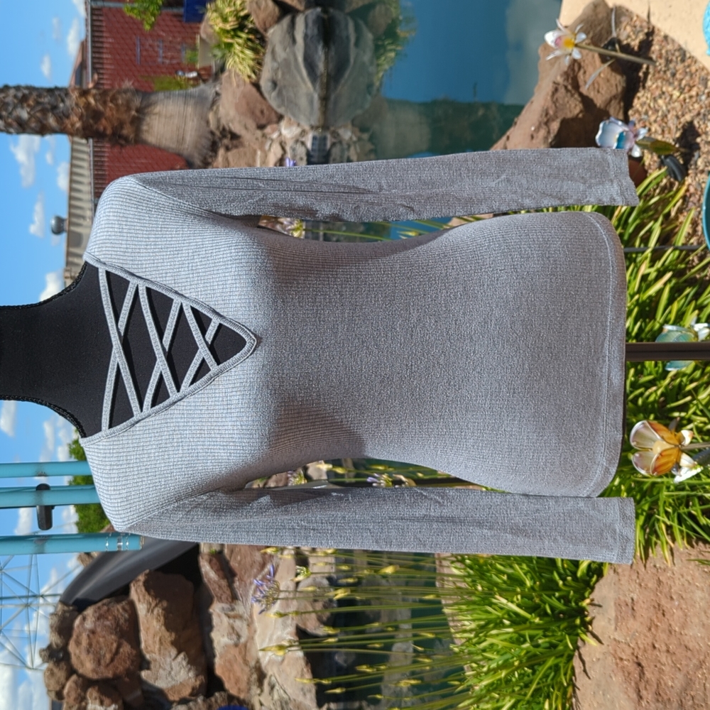 Mossimo Supply Co. Long Sleeve Grey Top with Criss Cross Chest